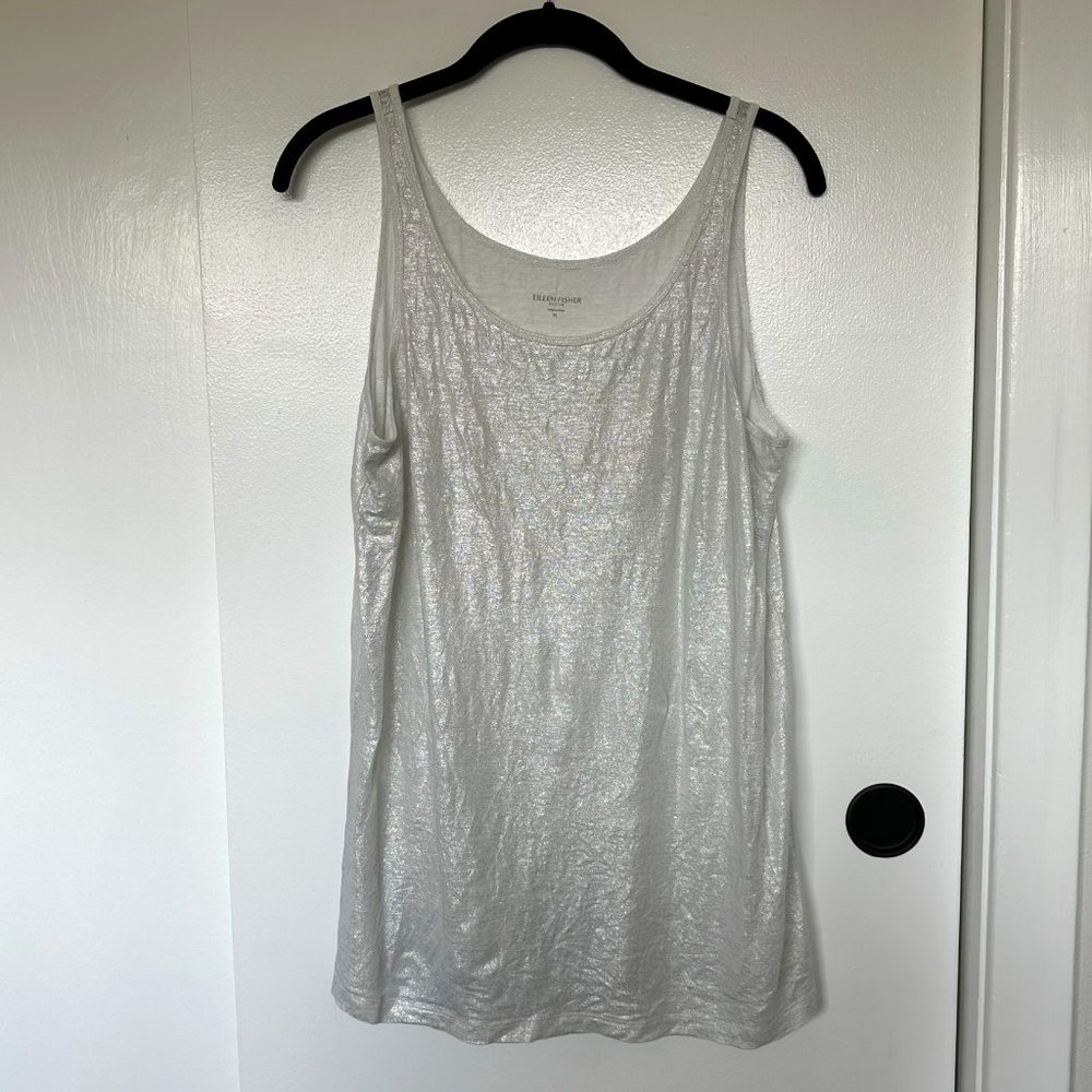 Eileen Fisher Petite Organic Linen Jersey Shimmer Tank
